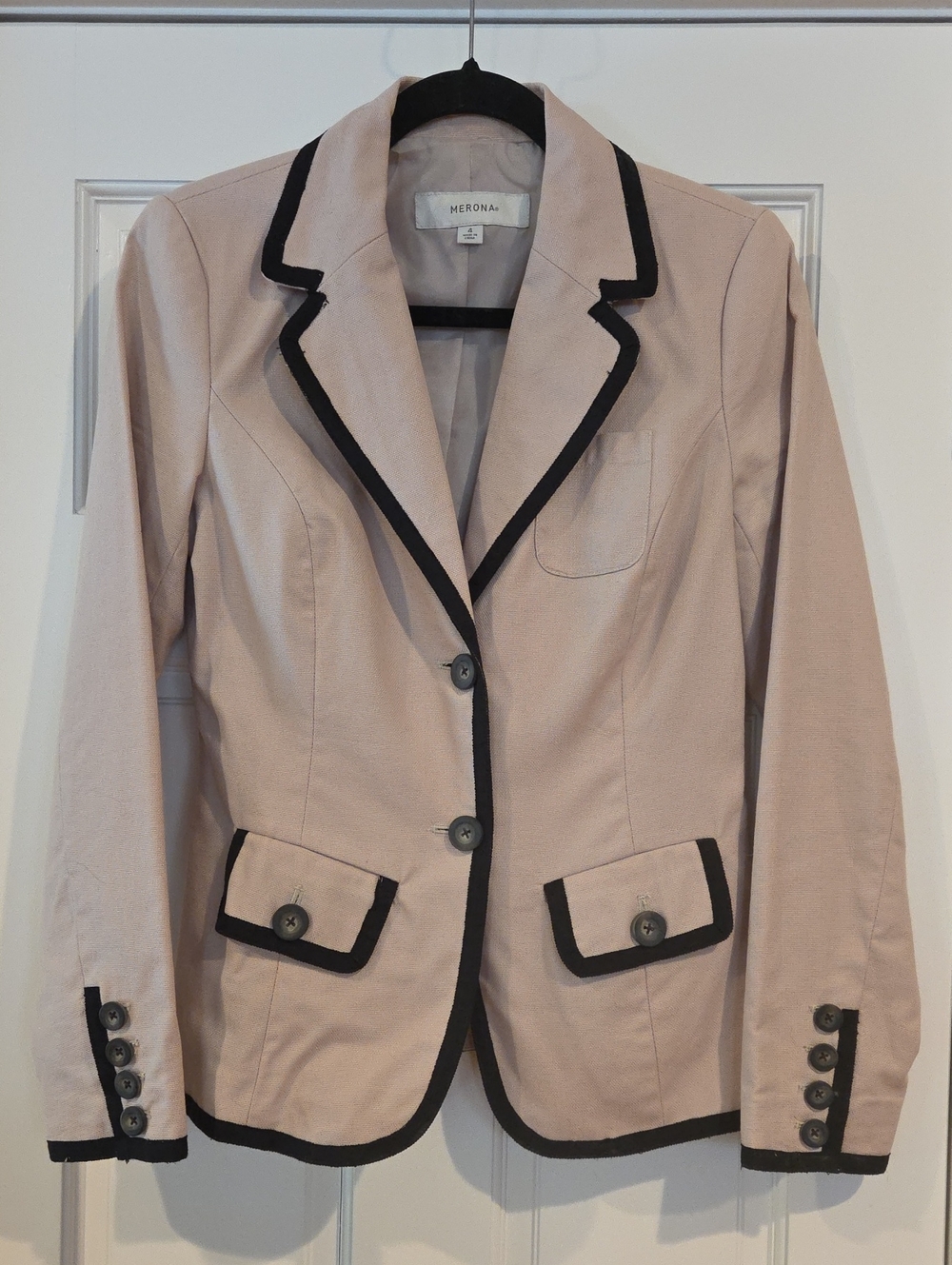 Merona Sand/Tan Blazer with Black Trim - Sz 4